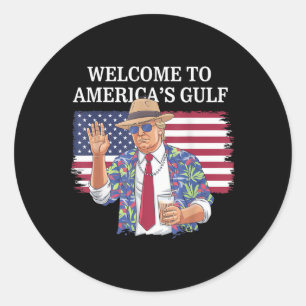 Sticker Rond Salutation De Gulf Beach Of America Patriotic