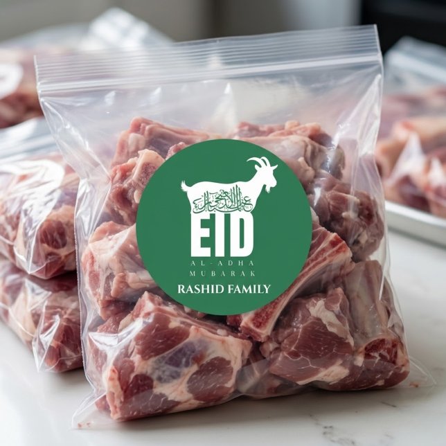 Sticker Rond Salutation de l'Aïd al-Adha Qurbani vert foncé (Créateur téléchargé)