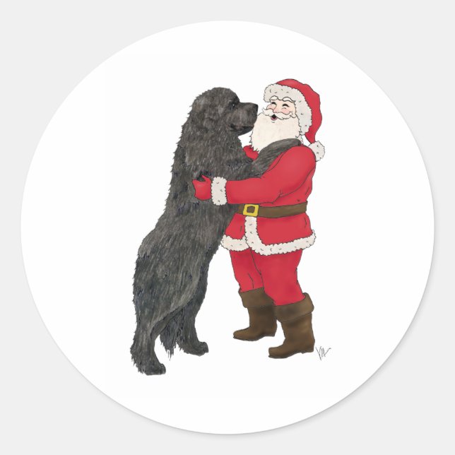 Sticker Rond Salutation de Noël Jowly à Terre-Neuve (Devant)