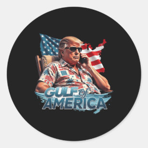 Sticker Rond Salutation Du Golfe Patriotique Des Etats-Unis Re