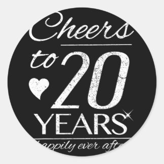 Sticker Rond Salutations à 20 ans mariés Couples 20e Mariage An
