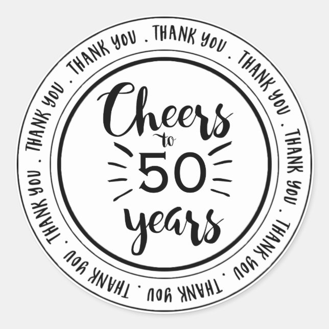 Sticker Rond Salutations à 50 ans - 50e anniversaire Merci (Devant)