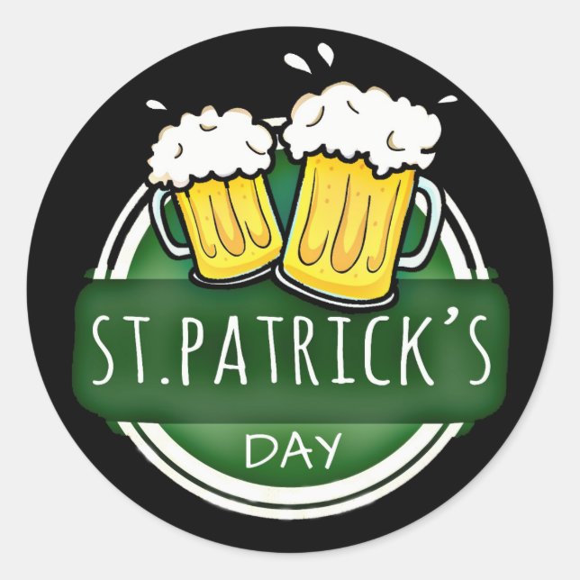 Sticker Rond Salutations à St Patrick's Day Beer Mugs (Devant)