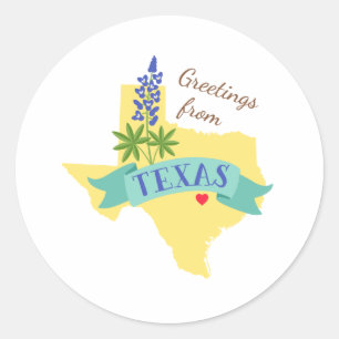 Sticker Rond Salutations au Texas
