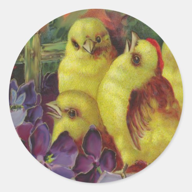 Sticker Rond Salutations aux poussins de Pâques (Devant)