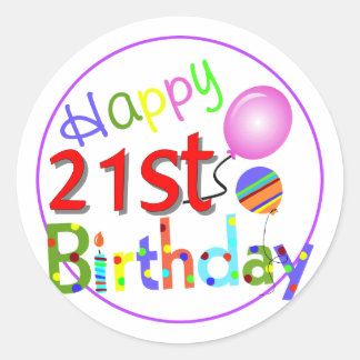 Sticker Rond Salutations de 21e anniversaire