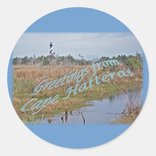 Sticker Rond Salutations de Cape Hatteras OBX (Devant)