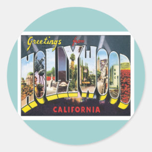 Sticker Rond Salutations de Hollywood la Californie