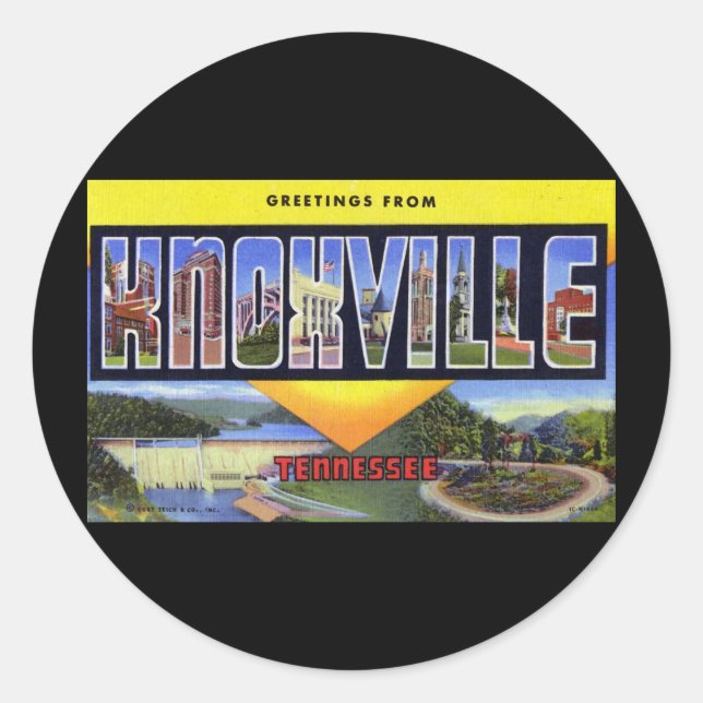 Sticker Rond Salutations de Knoxville Tennessee (Devant)