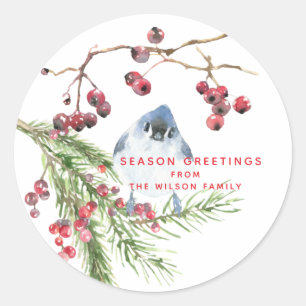 Sticker Rond Salutations de la saison - Noël de la verdure w Bi
