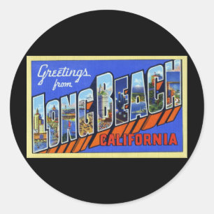 Sticker Rond Salutations de Long Beach California