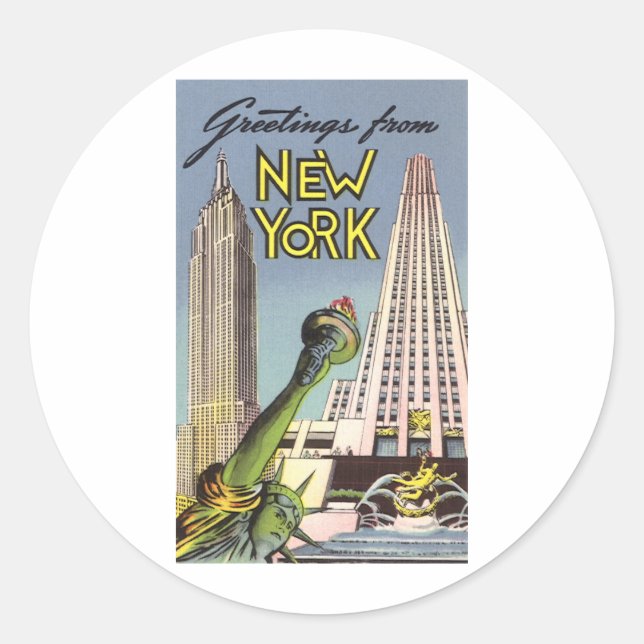 Sticker Rond Salutations De New York (Devant)