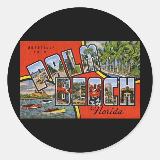 Sticker Rond Salutations de Palm Beach Floride (Devant)