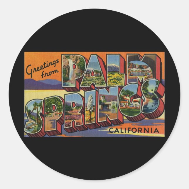 Sticker Rond Salutations de Palm Springs en Californie (Devant)