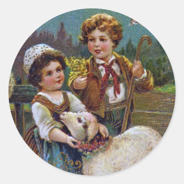 Sticker Rond Salutations de Pâques 1908 (Devant)