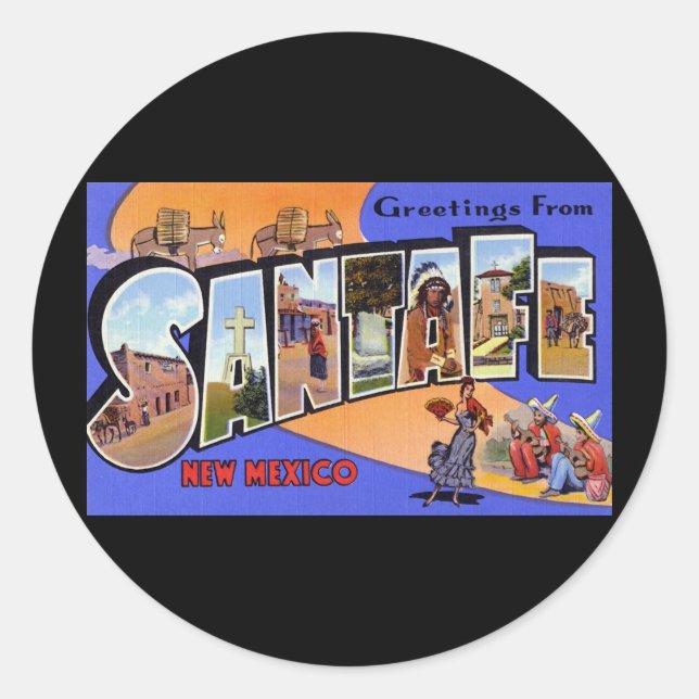 Sticker Rond Salutations de Père Noël Fe Nouveau Mexique (Devant)