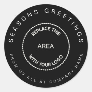 Sticker Rond Salutations de saison Logo de la société Noël noir