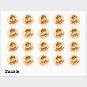 Sticker Rond Salutations de saison - Père Noël d'automne