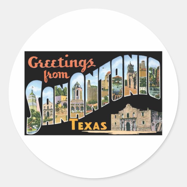 Sticker Rond Salutations De San Antonio Texas (Devant)