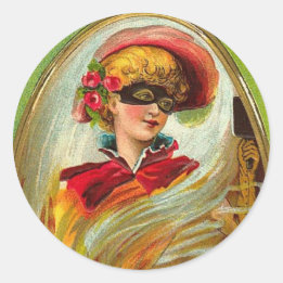 Sticker Rond Salutations d'Halloween à la dame masquée