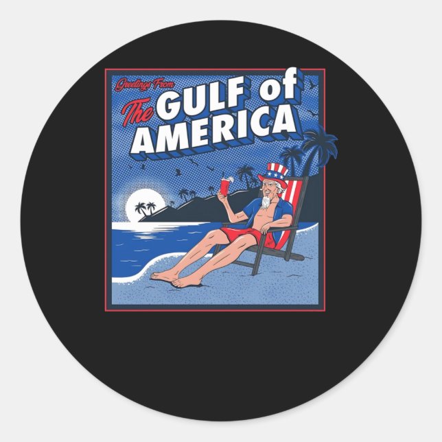 Sticker Rond Salutations Du Golfe Des Etats-Unis (Devant)