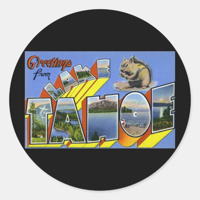 Sticker Rond Salutations du lac Tahoe (Devant)