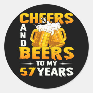 Sticker Rond Salutations Et Bières À Mon Cadeau 57 Ans 57E An
