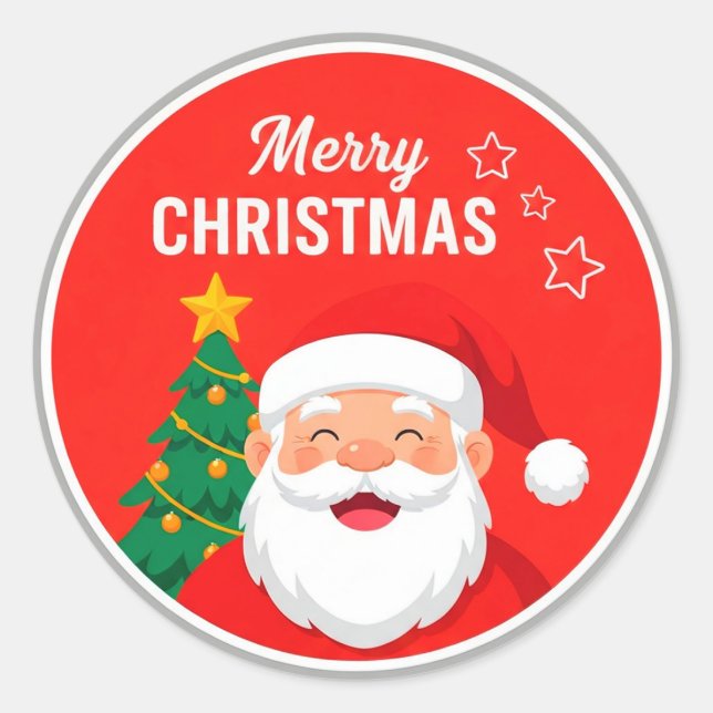 Sticker Rond Salutations Joyeuses du Père Noël (Devant)