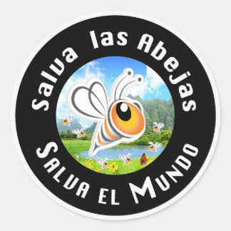 Sticker Rond Salva las Abejas Salva el Mundi