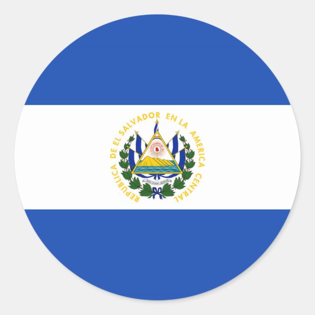 Sticker Rond Salvador, drapeau, bandera, salvadorien (Devant)