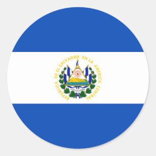 Sticker Rond Salvador, drapeau, bandera, salvadorien