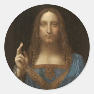 Sticker Rond Salvator Mundi par Leonardo da Vinci vers 1500