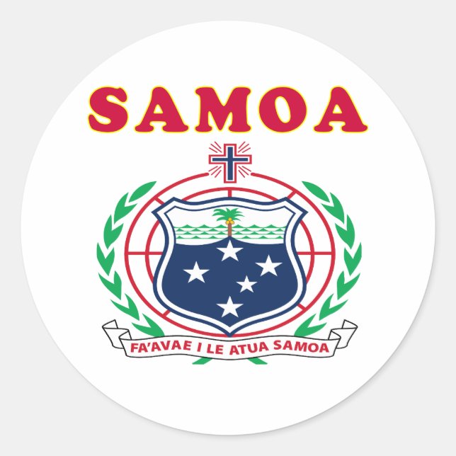 Sticker Rond Samoa Armoiries Designs (Devant)