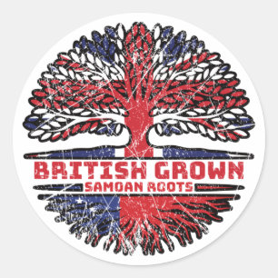 Sticker Rond Samoa Samoan Royaume-Uni Royaume-Uni British Tree