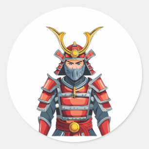 Sticker Rond samouraï japonais