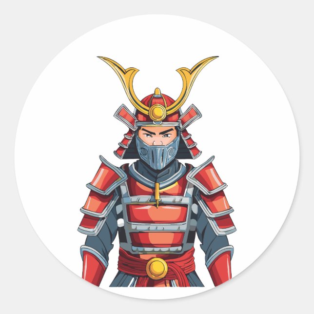 Sticker Rond samouraï japonais (Devant)