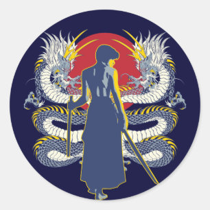 Sticker Rond Samouraïs sept