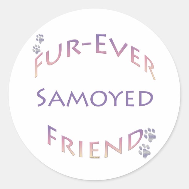 Sticker Rond Samoyed Furever Friend (Devant)