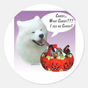 Sticker Rond Samoyed Halloween Candy