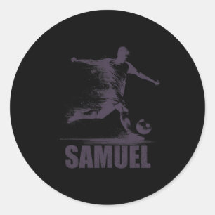 Sticker Rond Samuel Football Garçons Personnalisé Prénom Samuel