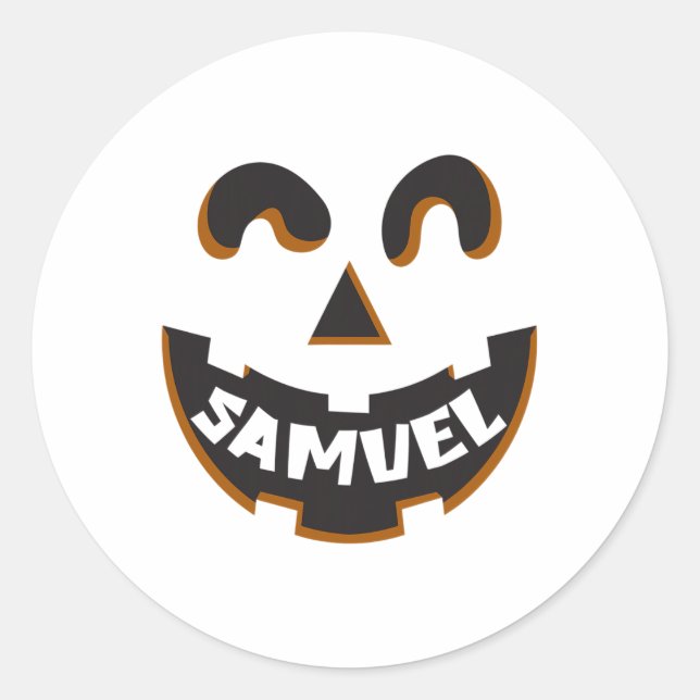 Sticker Rond Samuel Jack O'Lantern Citrouille Enfants Hallowe P (Devant)