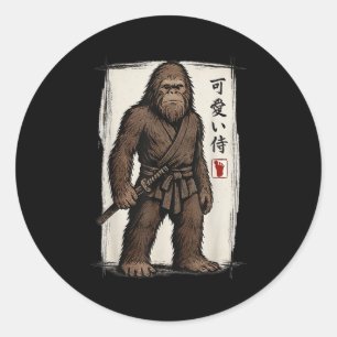 Sticker Rond Samurai Bigfoot Art japonais Anime Hommes Drôle