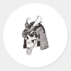 Sticker Rond Samurai crâne