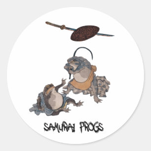 STICKER ROND SAMURAI FROGS SCÈNE #1