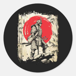 Sticker Rond Samurai Guerrier japonais Héros Japon Swordsmen