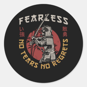 Sticker Rond Samurai sans peur rétro - Citation de Samurai
