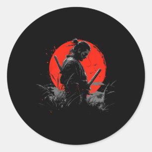 Sticker Rond Samurai Spirit Graphic Modern Warrior's