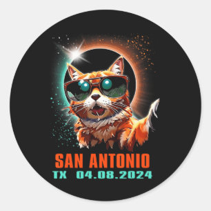 Sticker Rond San Antonio Texas Total Solar Eclipse 2024