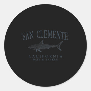 Sticker Rond San clemente californie requin ardoise vintage art