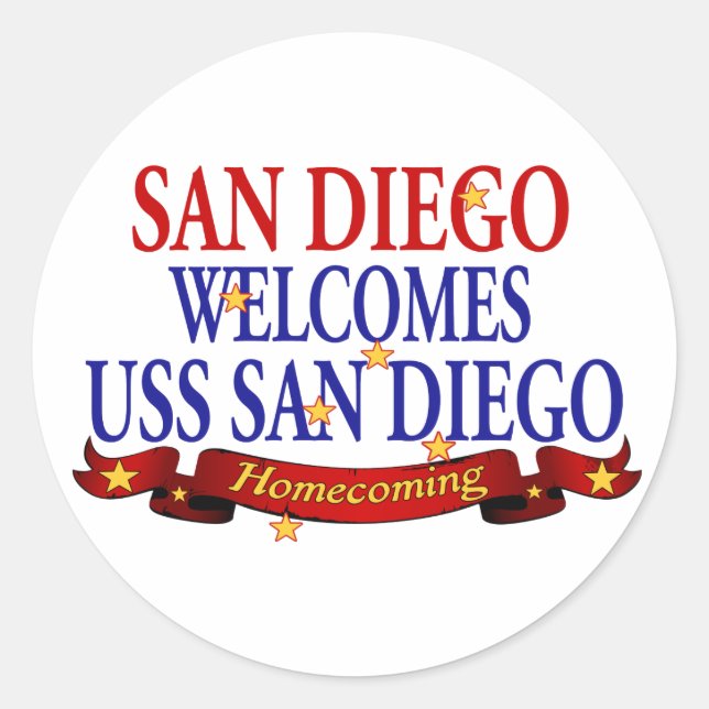 Sticker Rond San Diego accueille USS San Diego (Devant)